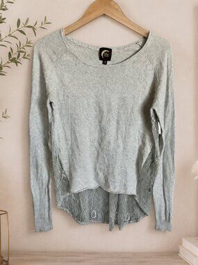 Blu Moon Gray Lace-Hem Sweater | Size S